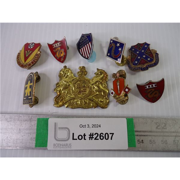 (9) Assorted Pins and Badges