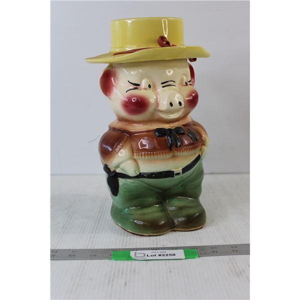 Pig Cowboy Ceramic Cookie jar - Has been Repaired