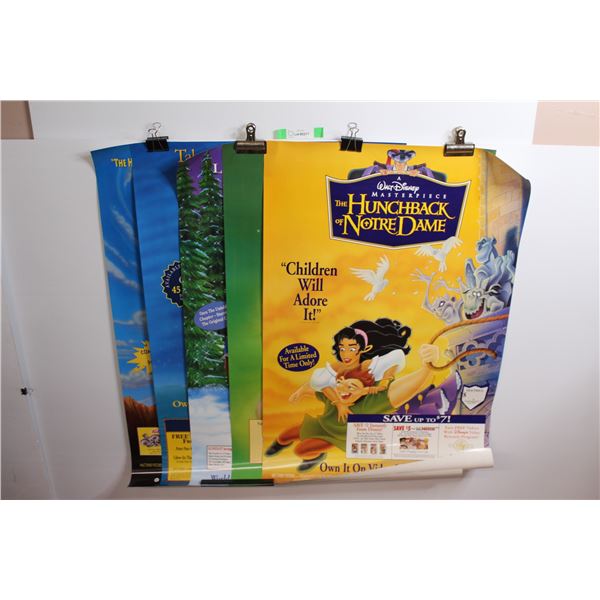 (5) Disney Movie Poster - Hercules, Peter Pan, Beauty And The Beast, Hunchback of Notredame, Fun and