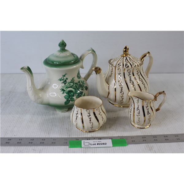 (2) Teapots, Cream and Sugar
