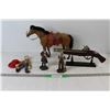 Image 1 : Toy Horse, Model Pop Gun, Woody, Small Plastic Hat, (2) Plastic Cowboy Figurines