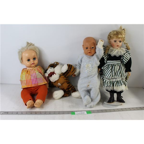 (3) Dolls, Tiger Mascot Stuffy