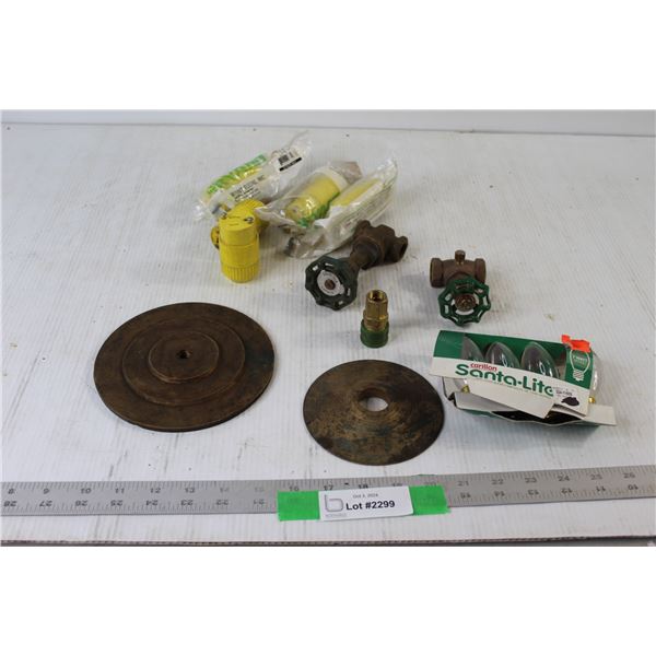 Pack of 4 Santa Lite Bulbs, (2) Water Valves, Assorted Hardware