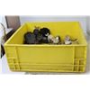 Image 6 : Assorted Outlets/Switches/Other Hardware, Glass Planter, Yellow Crate