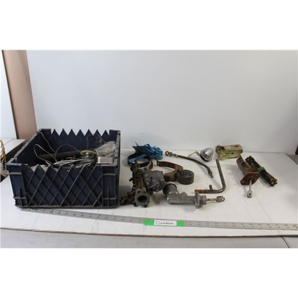 Blue Crate and Assorted Hardware