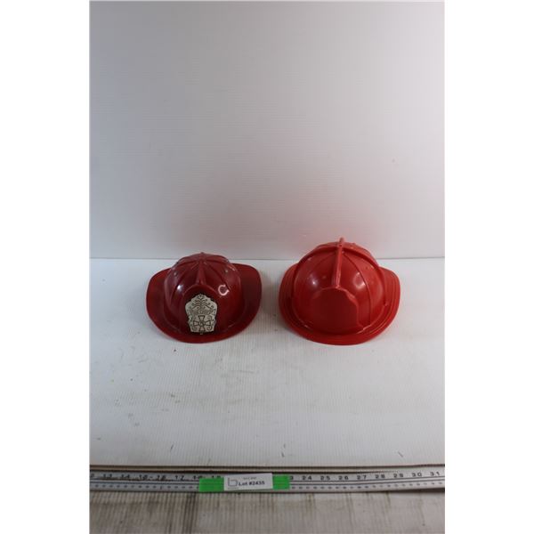 (2) Plastic Kids Firefighter Hard Hats