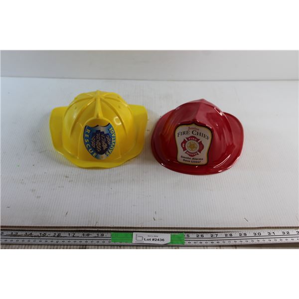 (2) Plastic Kids Firefighter Hard Hats