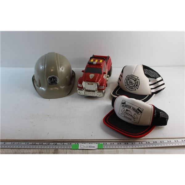Tonka Fire Pickup Truck, Toy Hard Hat and (2) Caps