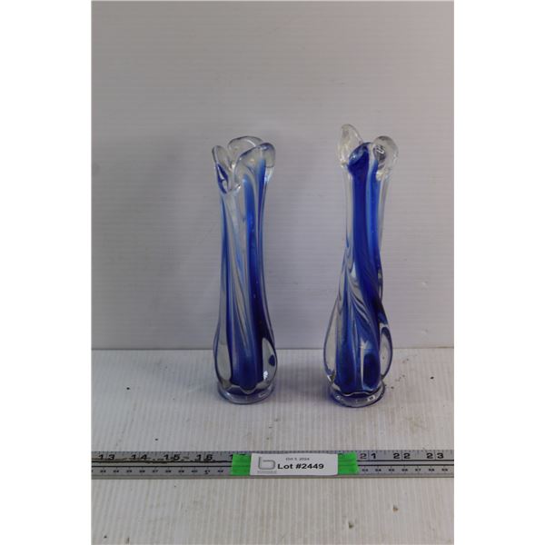 (2) Art Glass Vases 9''