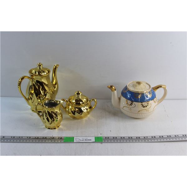Cream & Sugar Tea Set and a Tea Pot
