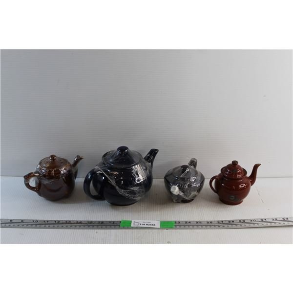 (3) Ceramic (1) Enamel Tea Pots