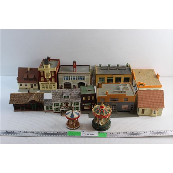 Toy Plastic Buildings and Carousels