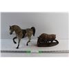 Image 1 : Plastic Horse and Wooden Bison Figurines