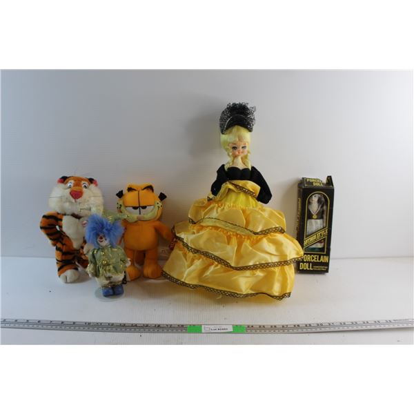 Plush Toys and Dolls - Clown. Vintage Bradley Doll and Garfield