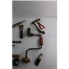 Image 4 : Wooden Hammer/Axe Handle, Vintage Hand Drill, Vintage Yankee Screwdriver and Assorted Tools