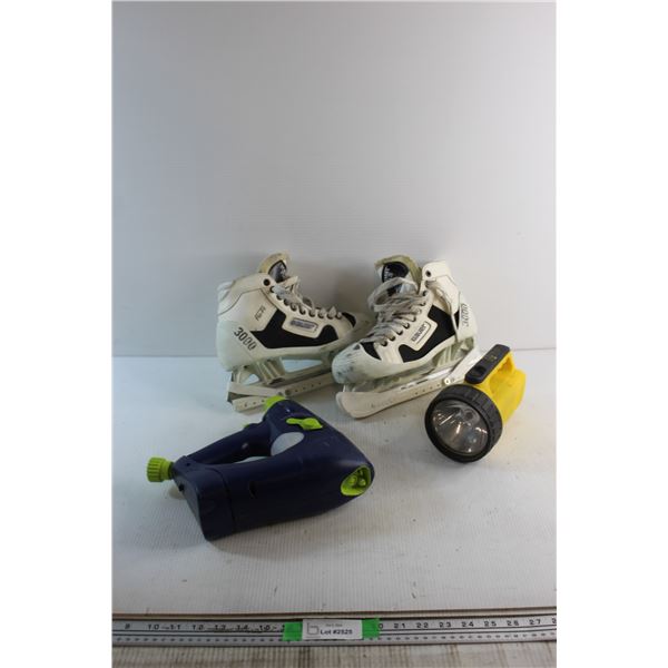 Mr. Clean AutoDry Soap Gun. Bauer Skates - Size 11'' and Flashlight - Tested