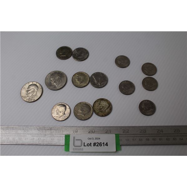 (2) U.S. Dollar Coins (1974 - 76) - (7) Half Dollar (1968 - 90) - (5) Quarters (1979 80)