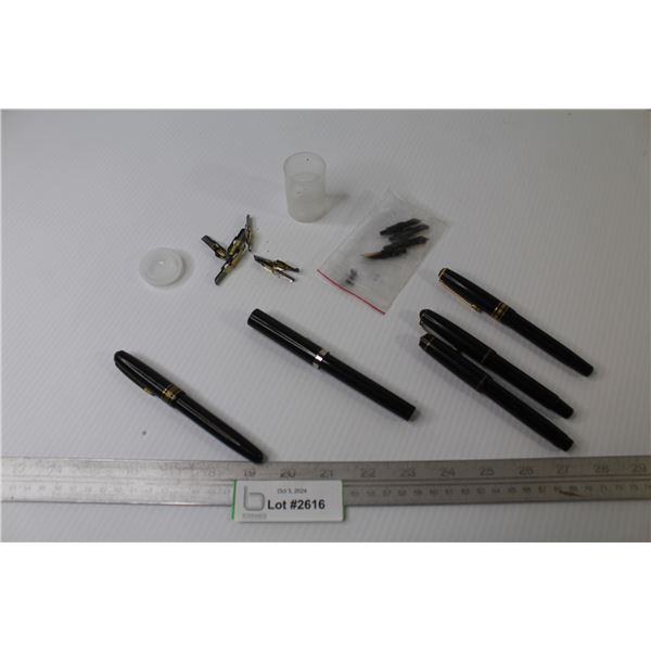 (5) Vintage Fountain Pens w/Extra Tips - Made in Regie Germany