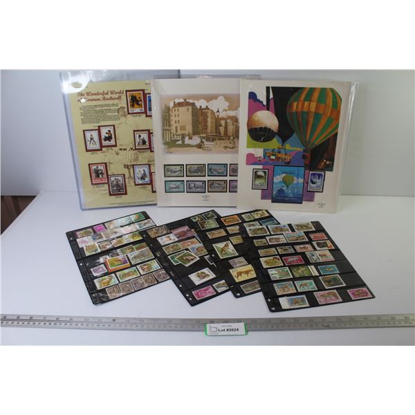 Stamp Collection - Animals - Mongolia - Guernsey - Norman Rockwell