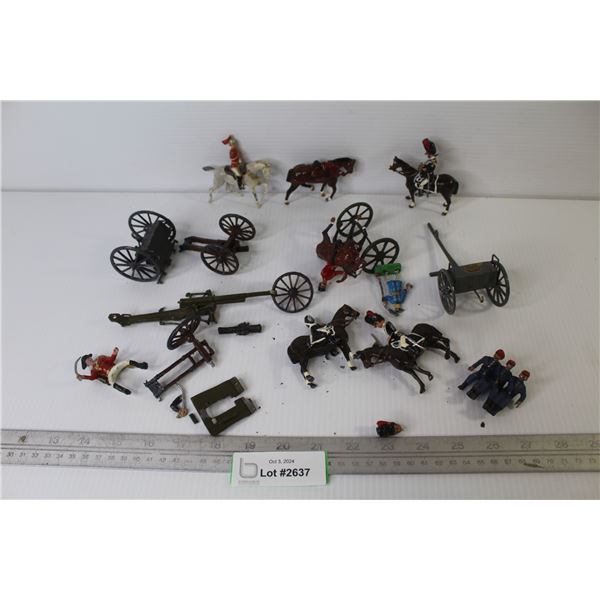 Metal Calvary Figures on Horse Back - Cannons & Wagons (some needing repair)