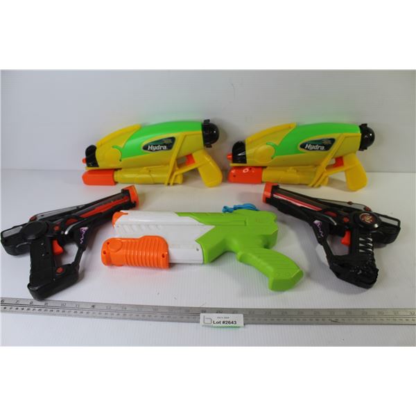 (3) Water Guns - (2) Guns That Make Noise