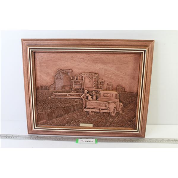 Saskatchewan Pool Grain Elevator - Taking A Break - Embossed Plastic Picture (19" x 15 1/4")