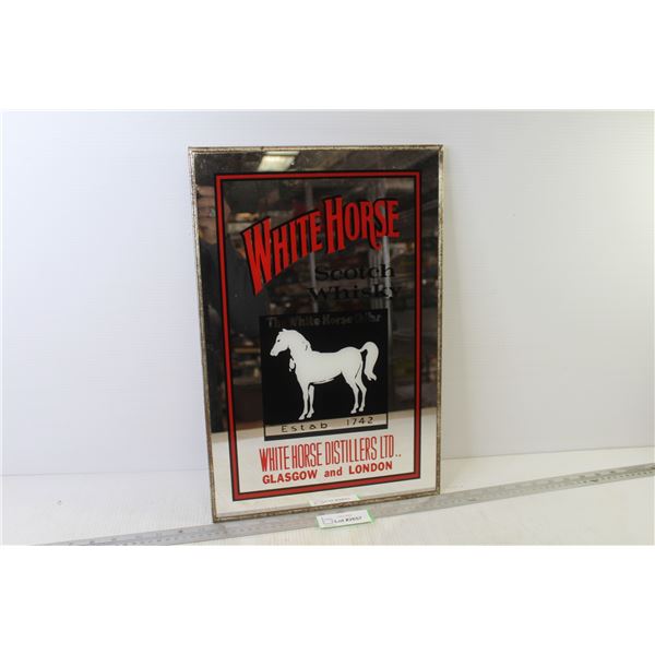 White Horse Scotch Whisky Mirror - (metal frame tarnished)