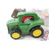 Image 2 : Wooden Book Ends - Plastic Toy John Deere Tractor - Stow Away Container of Crafting Supplies