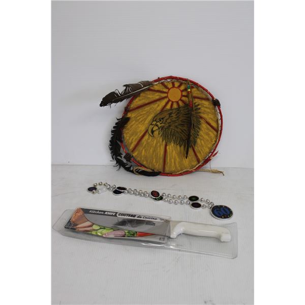 Leather Dream Catcher - Rama Design Kitchen Knife - Beaded 60 Necklace