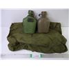Image 1 : (2) Military Camping Canteens and Protective Bag for Sleeping Bag