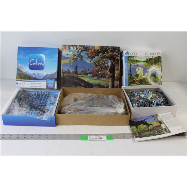 (3) Scenery Puzzles - 300 and (2) 1000 - All As Is