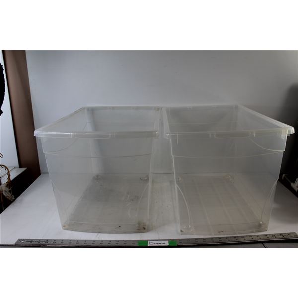 (2) Rolling Tubs/Totes Clear Plastic