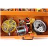 Image 2 : Fenwick 1050 Orange Tackle Box With Reels and Assorted Hooks