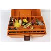 Image 5 : Fenwick 1050 Orange Tackle Box With Reels and Assorted Hooks