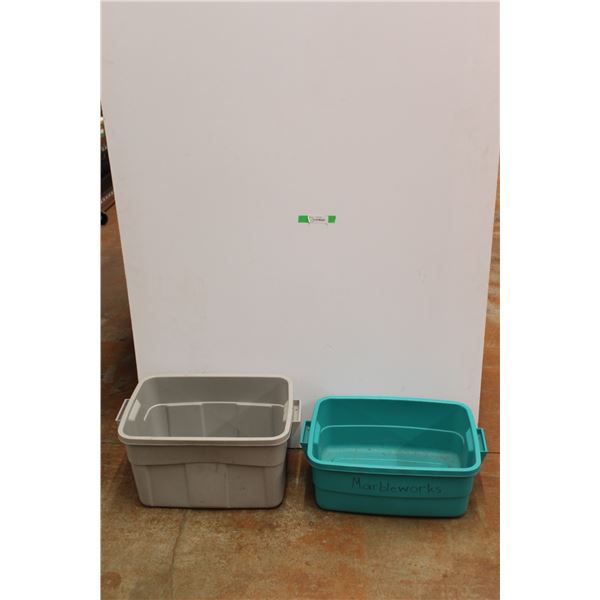 *(2) Plastic Totes No Lids 21'' x 12 & 21'' x 9''
