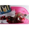 Image 4 : * Plastic Tote and Assorted Christmas Ornaments