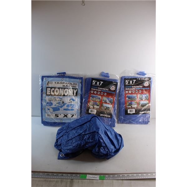 (4) Poly Tarps - Size 5' x 7' - New