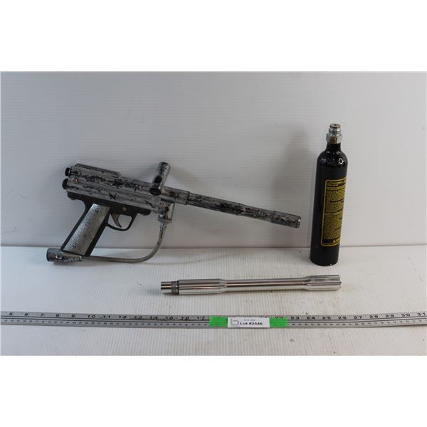 Paint Ball Gun. Barrel Extender and Air Tank - As Is