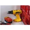 Image 3 : (2) Milwaukee Chargers, DeWalt Cordless Drill, 18V Drill Battery and Crate - As Is