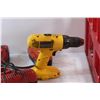 Image 9 : (2) Milwaukee Chargers, DeWalt Cordless Drill, 18V Drill Battery and Crate - As Is