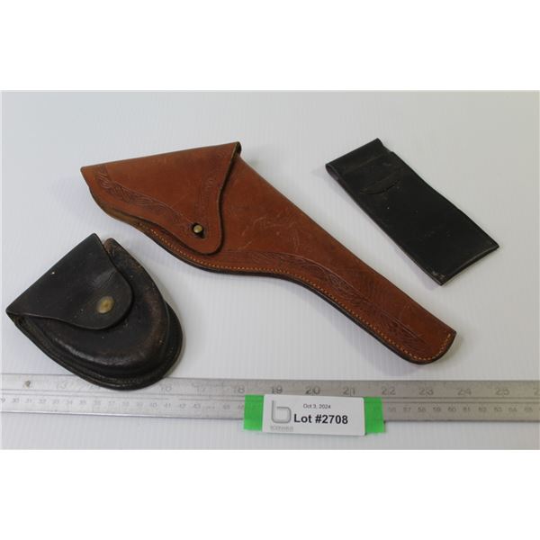 Leather Fire Arm Holster - Handcuff Holster - Glasses Case