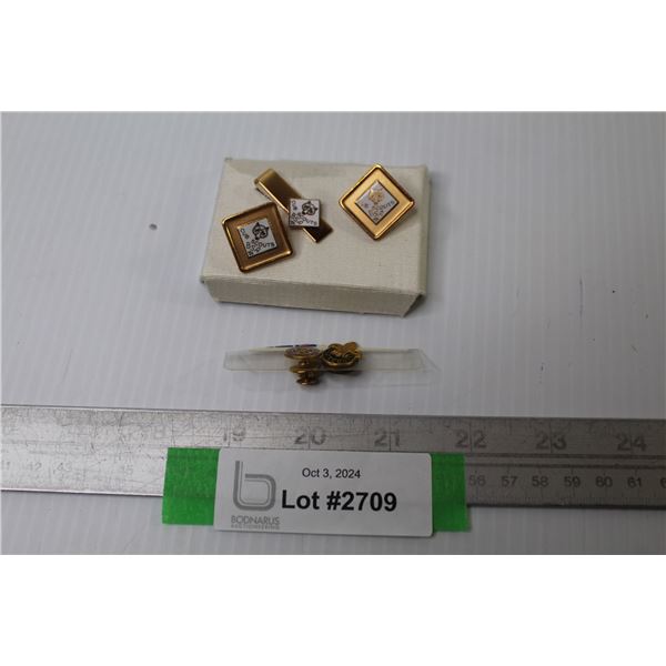 (2) Boy Scout Pins - Boy Scout Cufflinks & Tie Clip