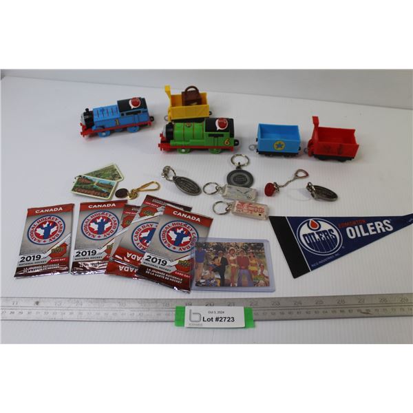Canadian Hockey Card Packs - Plastic Toy Train - Gilligan Island Trading Card - Key Chains