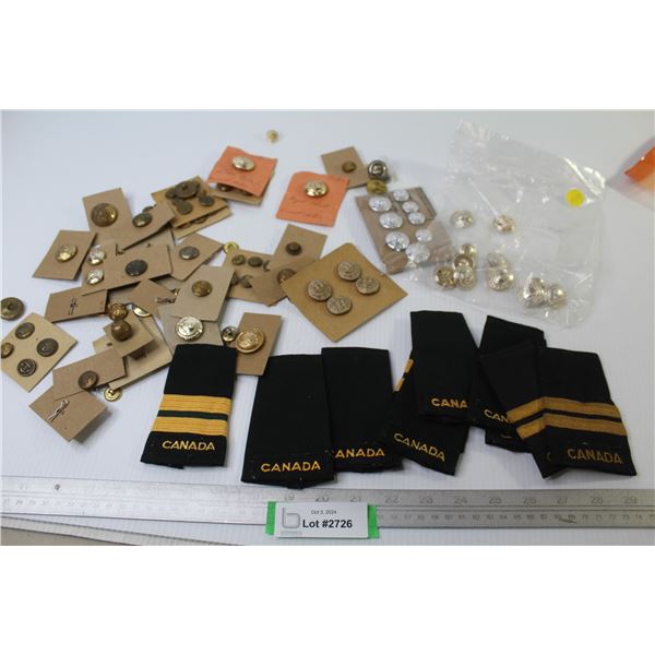 Canadian Military Shoulder Cuffs - Metal Buttons - Navy - Military - Police