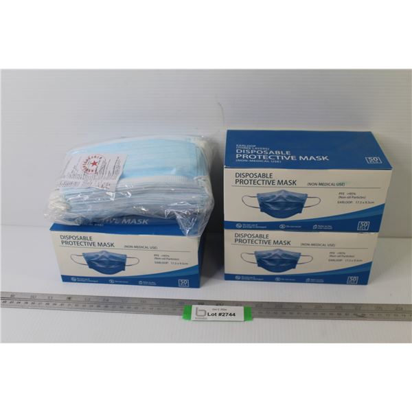 (4) Boxes of Disposable Protective Masks (one box missing)
