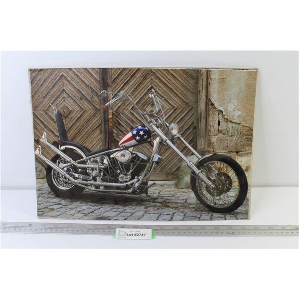 Cardboard Shovelhead Motorcycle Chopper Picture (16 1/2" x 11 1/2")