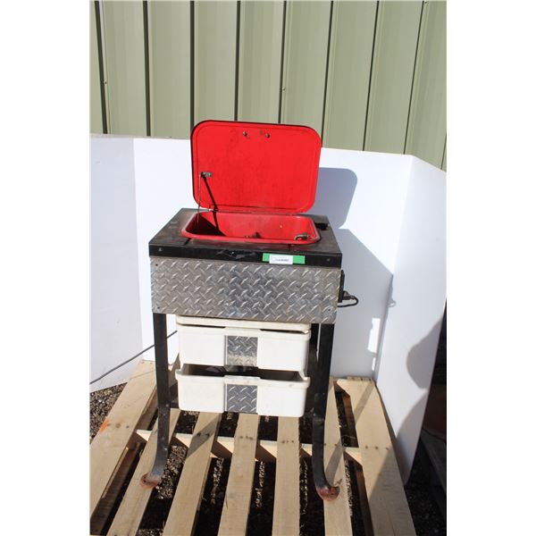 ** Parts Cleaner on Custom Built Stand w. Storage Tote - Powers On