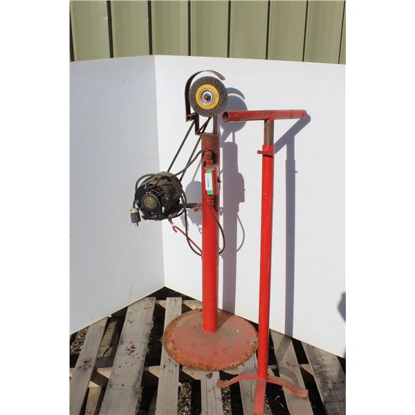 ** Custom Built Grinder on Stand - 1/3Hp Motor, with Extra Adjustable Stand - Power On