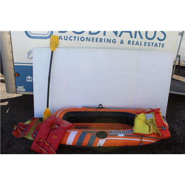 ** Bestway Kondor 2000 Inflatable Dingy w/ (3) Life Jackets & One Paddle - as is