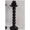 Image 2 : (2) Black Tall Candle Holders - 13" Tall - One Damaged, see pictures
